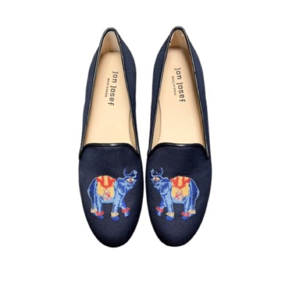Jon Josef Anthropologie | Gatsby Elephant Loafers | Navy Preowned  Size  8